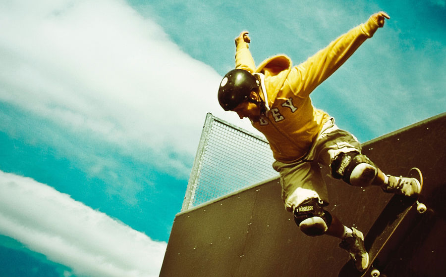 A climber going over an edge